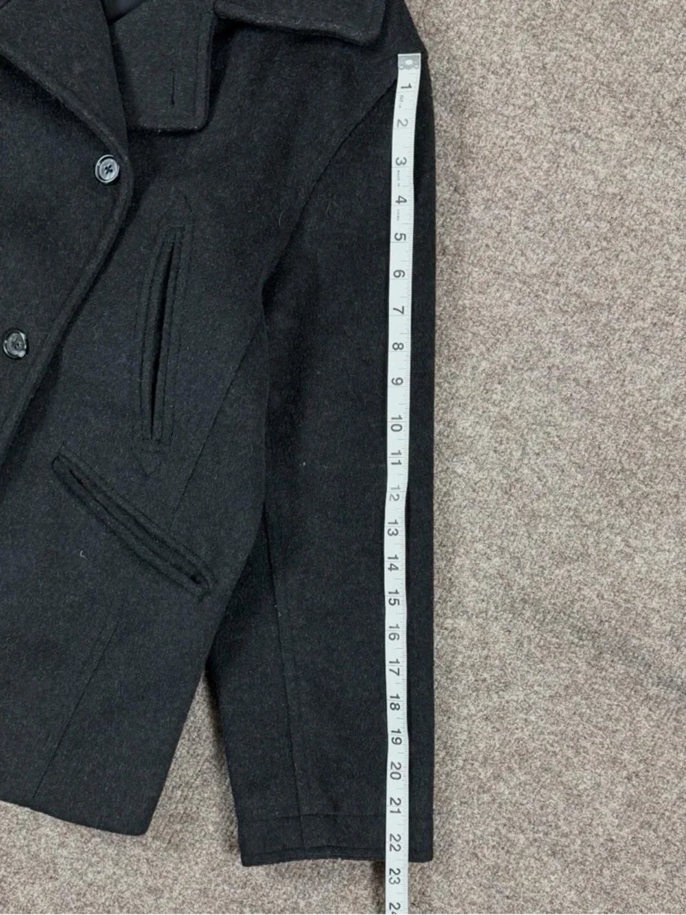 J Crew Grey Wool Blend Pea Coat Women’s Medium Double Breasted Mid Length Preppy - Picture 7 of 9